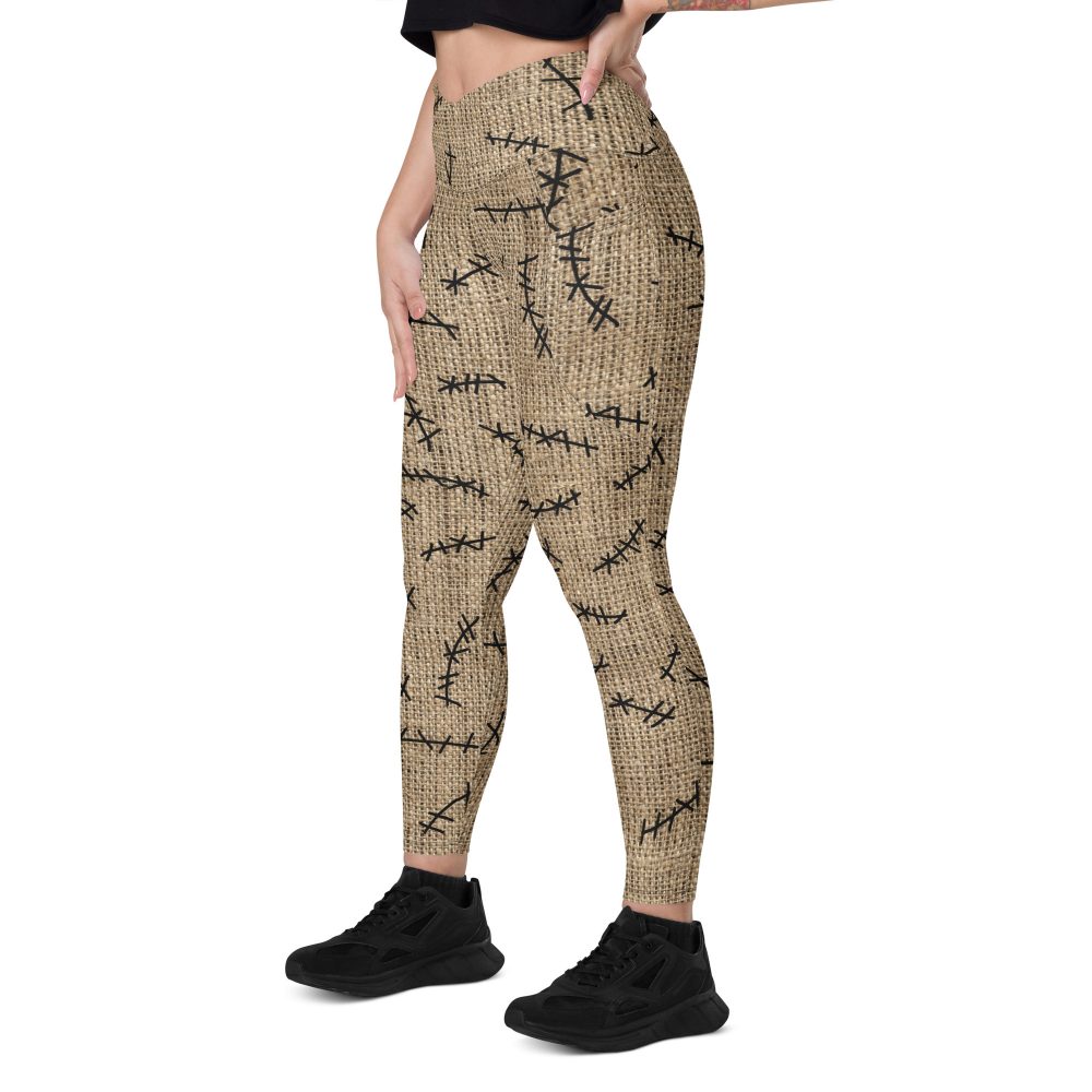 Oogie Boogie Halloween Christmas Costume Burlap Print Crossover leggings with pockets - Image 6