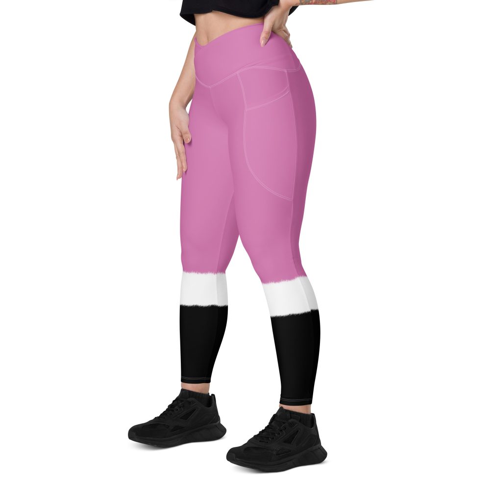 Pink Santa Christmas Costume Crossover leggings with pockets - Image 6
