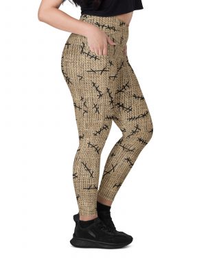 Oogie Boogie Halloween Christmas Costume Burlap Print Crossover leggings with pockets