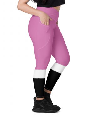 Pink Santa Christmas Costume Crossover leggings with pockets