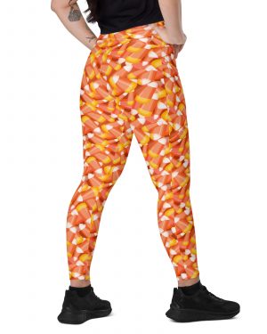 Candy Corn Halloween Trick Or Treat Cosplay Costume Crossover leggings with pockets