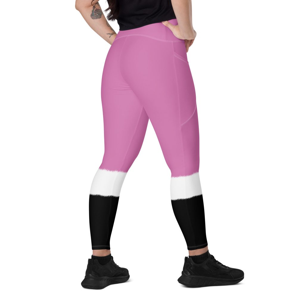 Pink Santa Christmas Costume Crossover leggings with pockets - Image 2