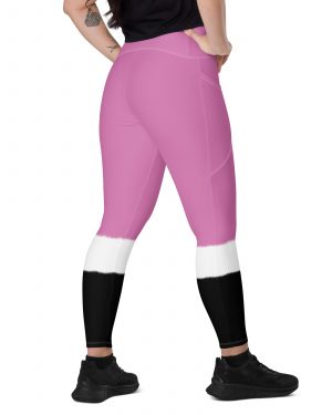 Pink Santa Christmas Costume Crossover leggings with pockets