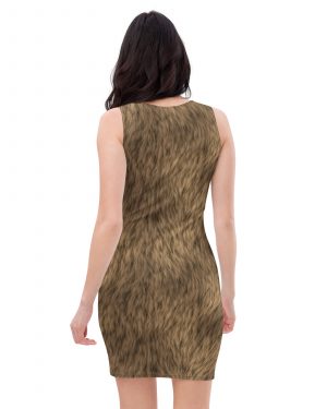 Brown Fur Print Bear Dog Cat Costume Fitted Bodycon Dress
