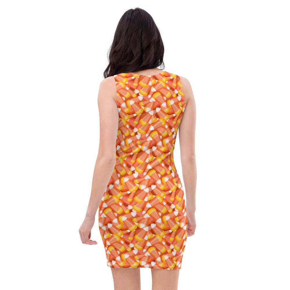 Candy Corn Halloween Trick Or Treat Cosplay Costume Fitted Bodycon Dress - Image 2