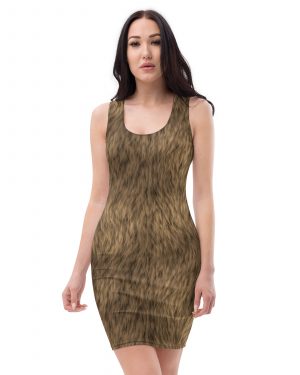 Brown Fur Print Bear Dog Cat Costume Fitted Bodycon Dress