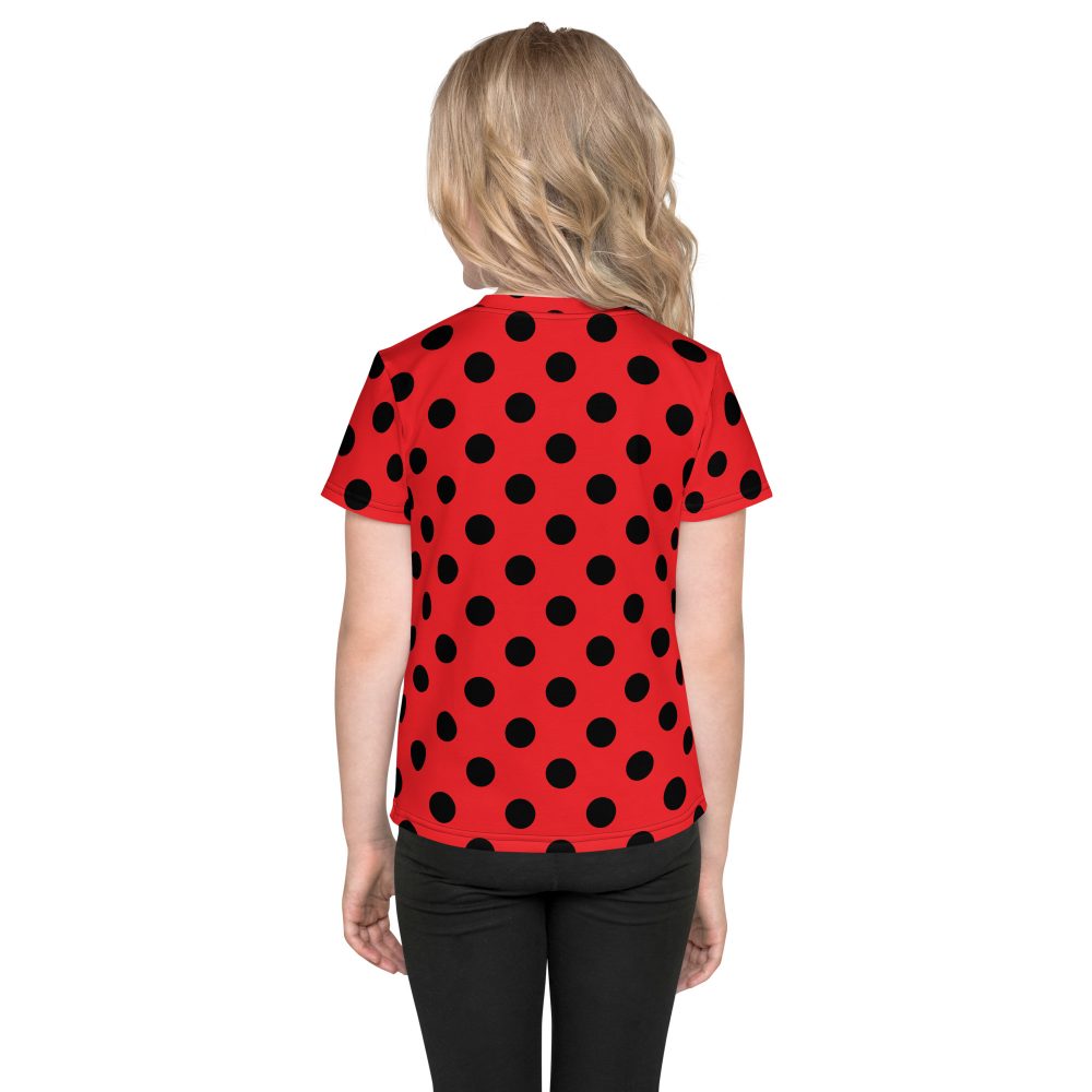 Ladybug Costume Red and Black Polka dot Kids crew neck t-shirt - Image 2