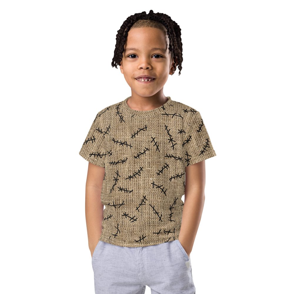 Oogie Boogie Halloween Christmas Costume Burlap Print Kids crew neck t-shirt