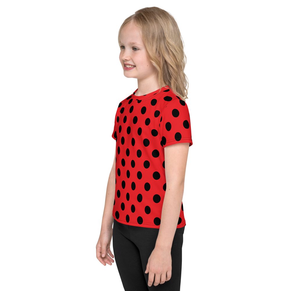 Ladybug Costume Red and Black Polka dot Kids crew neck t-shirt - Image 4