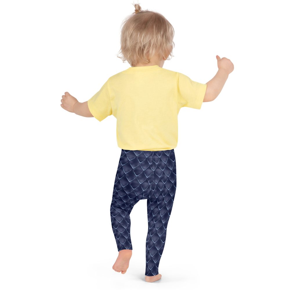 Dragon Cosplay Costume Navy Blue Scales Kid's Leggings - Image 3