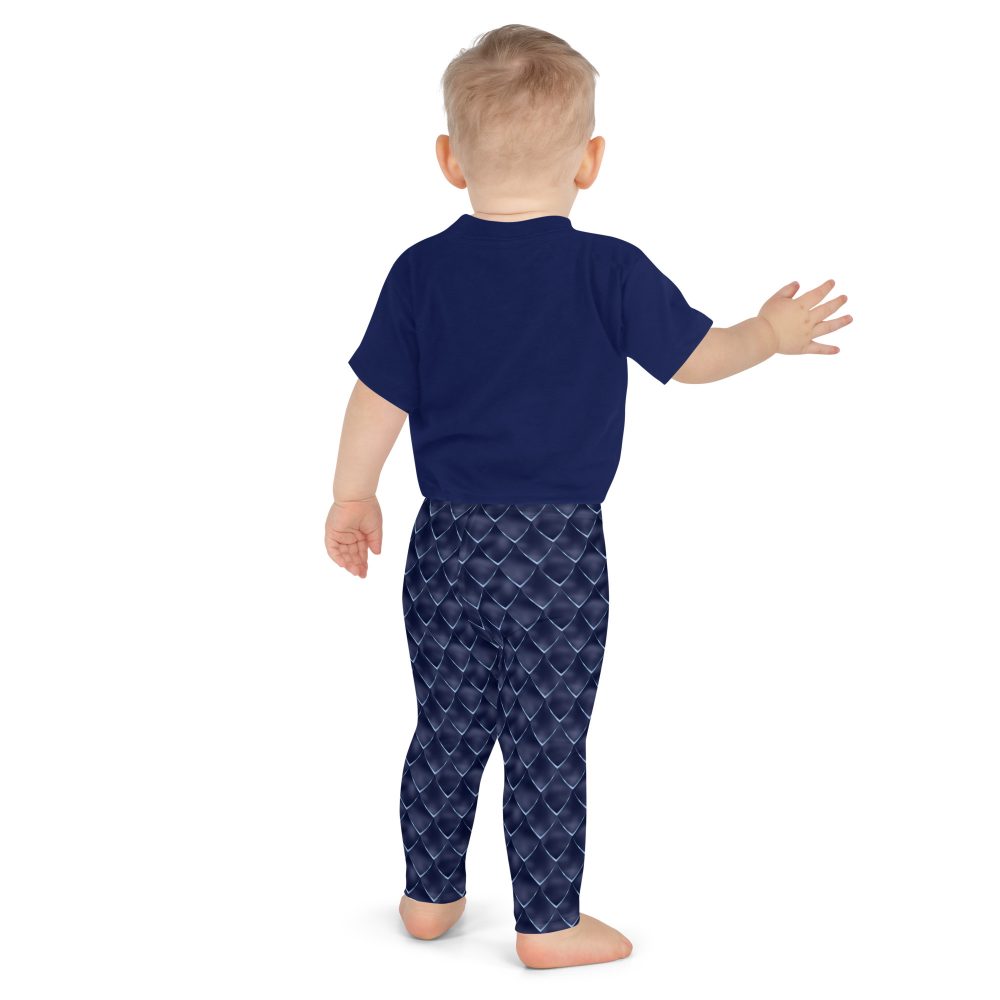 Dragon Cosplay Costume Navy Blue Scales Kid's Leggings - Image 5