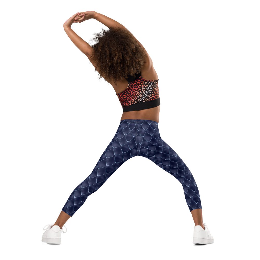 Dragon Cosplay Costume Navy Blue Scales Kid's Leggings - Image 10