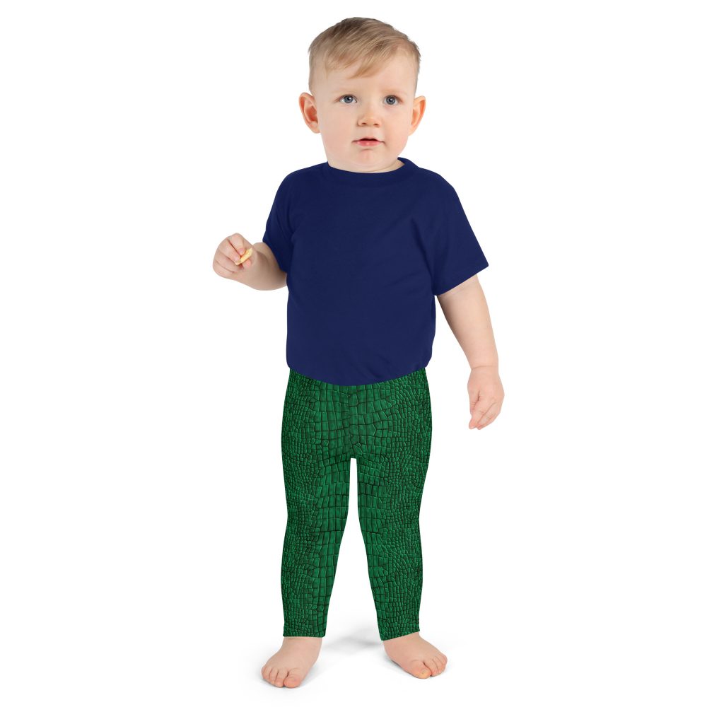 Crocodile Alligator Reptile Dragon Skin Print Kid's Leggings - Image 3