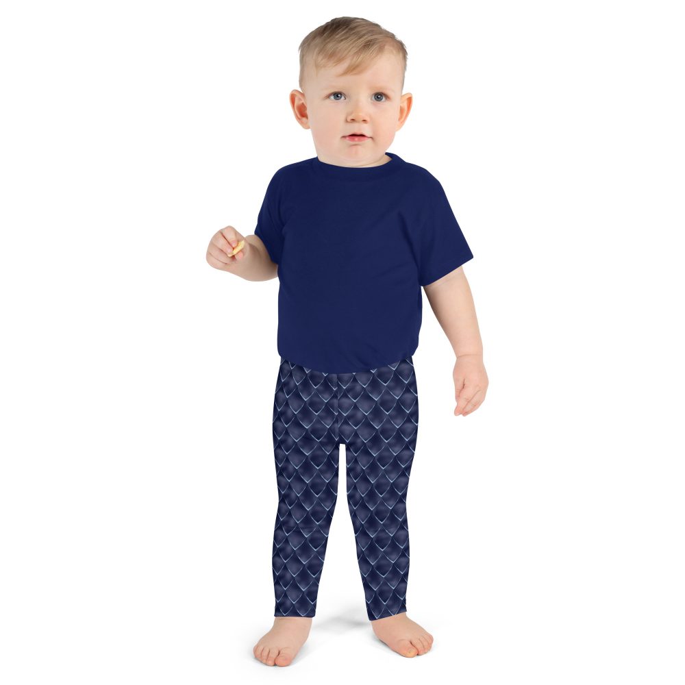 Dragon Cosplay Costume Navy Blue Scales Kid's Leggings - Image 2
