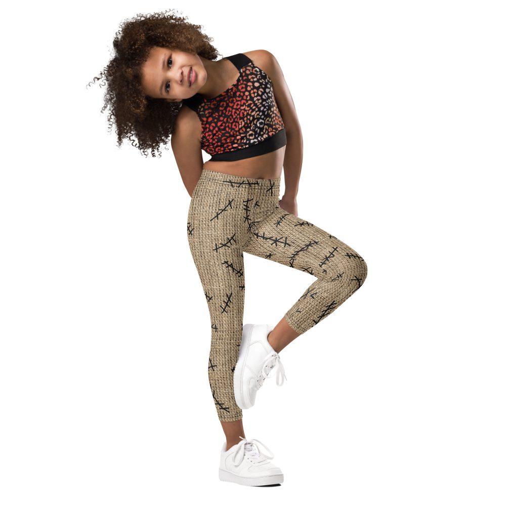 Oogie Boogie Halloween Christmas Costume Burlap Print Kid's Leggings - Image 5