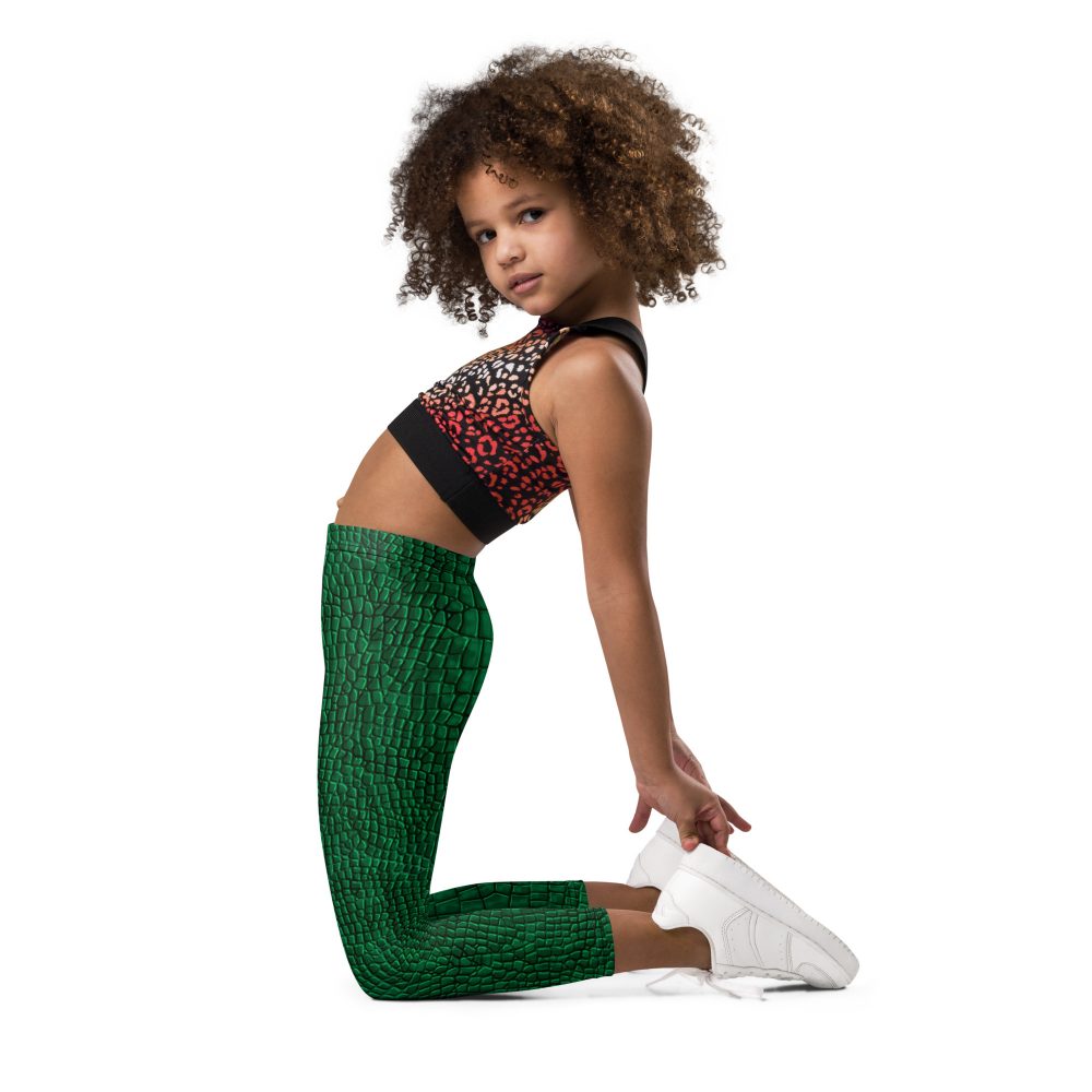 Crocodile Alligator Reptile Dragon Skin Print Kid's Leggings - Image 6