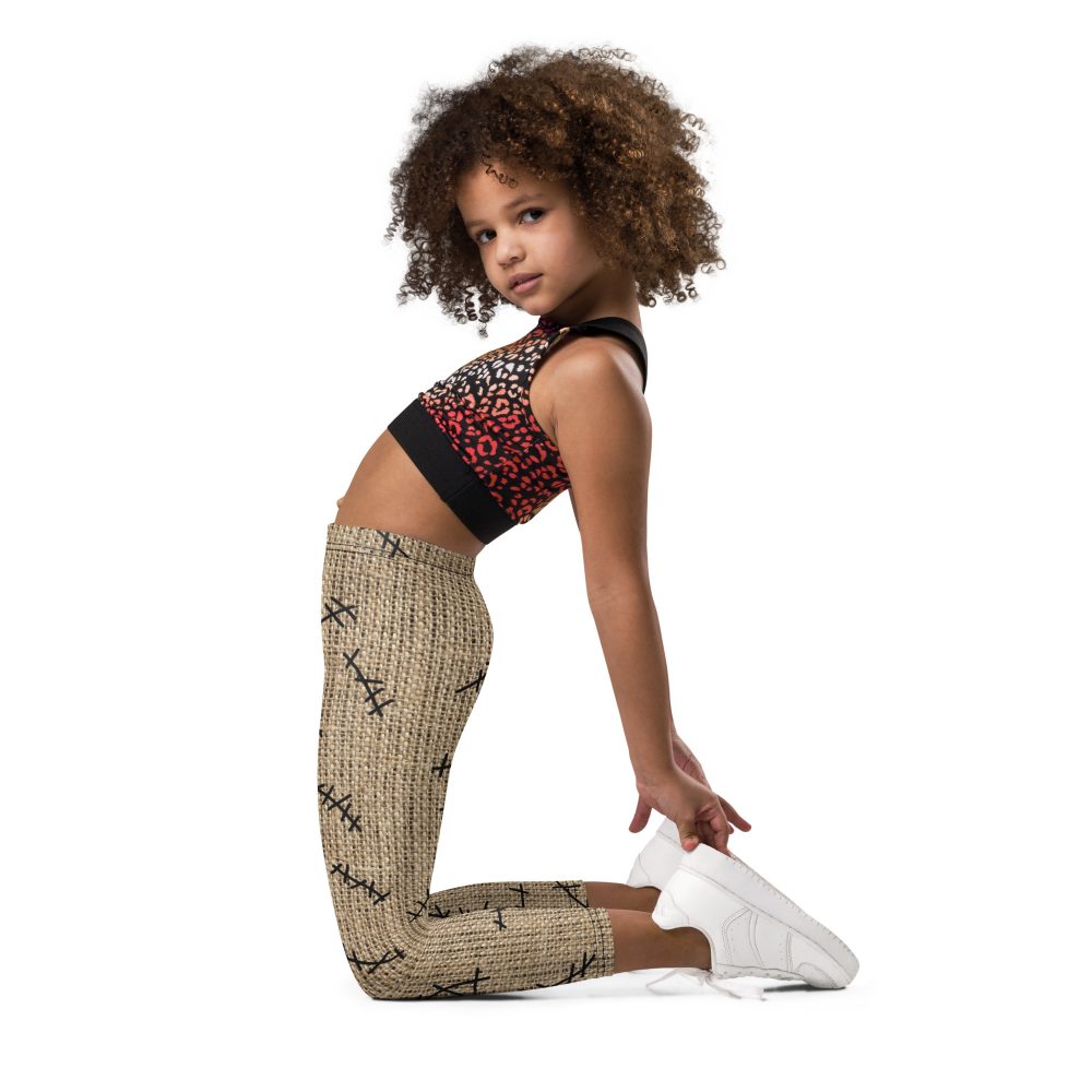 Oogie Boogie Halloween Christmas Costume Burlap Print Kid's Leggings - Image 4