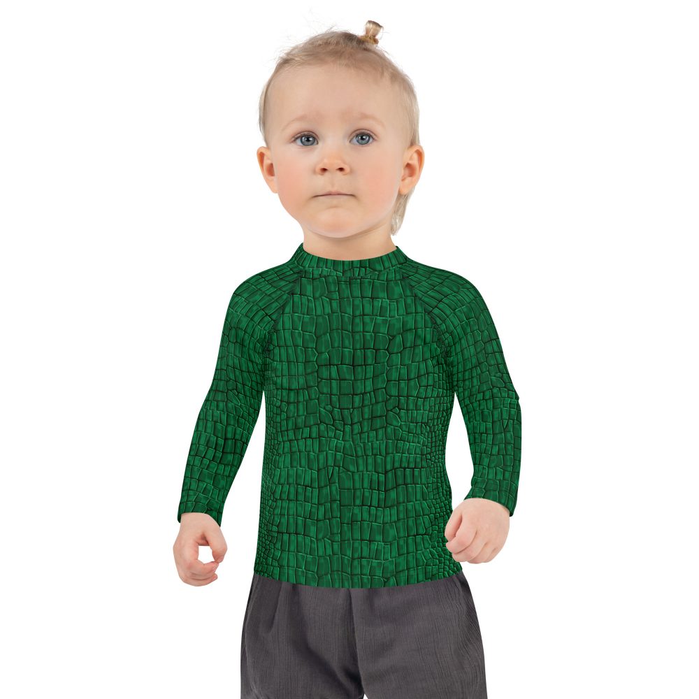 Crocodile Alligator Reptile Dragon Skin Print Kids Long Sleeve Shirt - Image 3