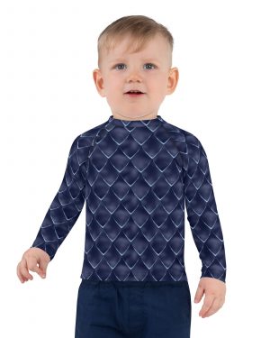 Dragon Cosplay Costume Navy Blue Scales Kids Long Sleeve Shirt