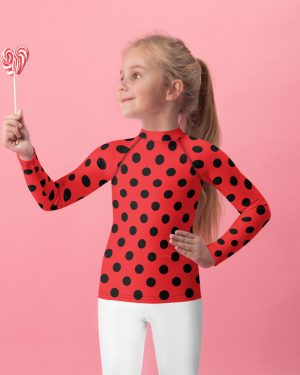 Ladybug Costume Red and Black Polka dot Kids Rash Guard