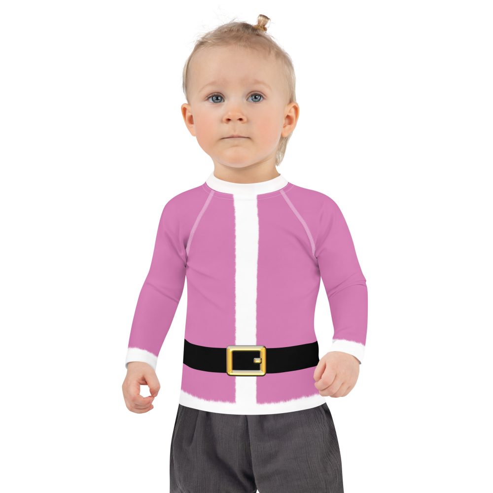 Pink Santa Christmas Costume Kids Rash Guard