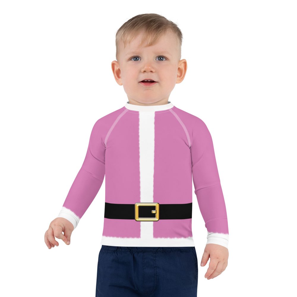 Pink Santa Christmas Costume Kids Rash Guard - Image 2