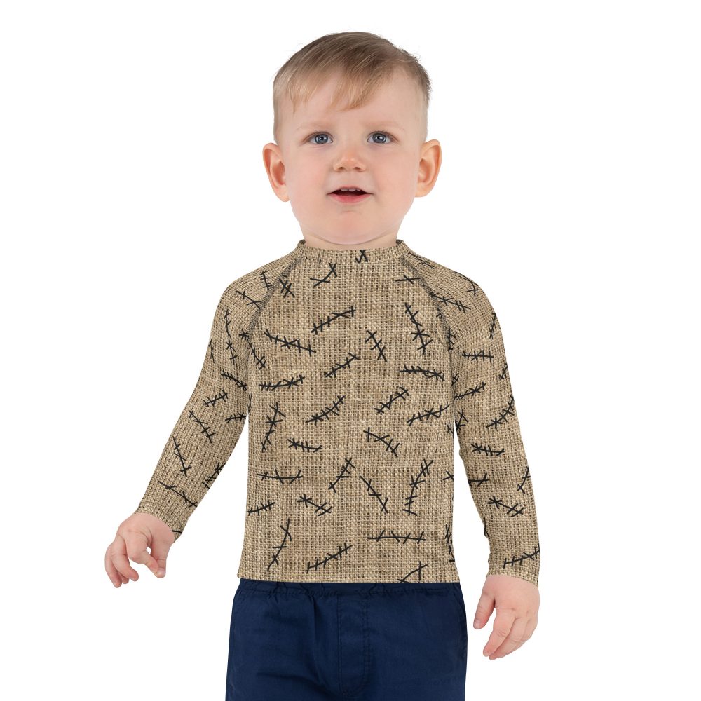 Oogie Boogie Halloween Christmas Costume Burlap Print Kids Rash Guard