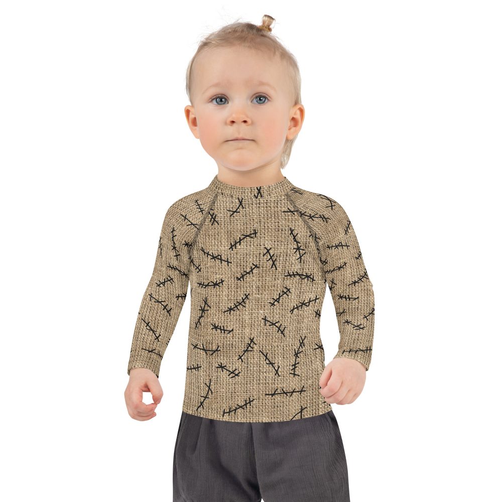 Oogie Boogie Halloween Christmas Costume Burlap Print Kids Rash Guard - Image 3
