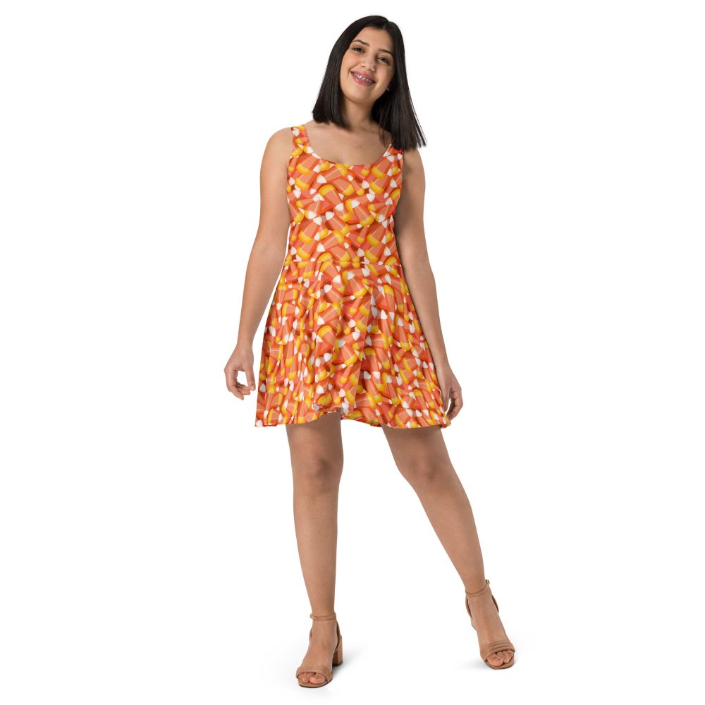 Candy Corn Halloween Trick Or Treat Cosplay Costume Skater Dress