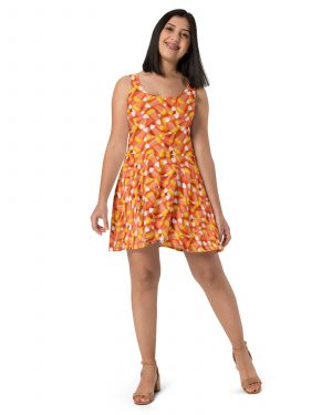 Candy Corn Halloween Trick Or Treat Cosplay Costume Skater Dress