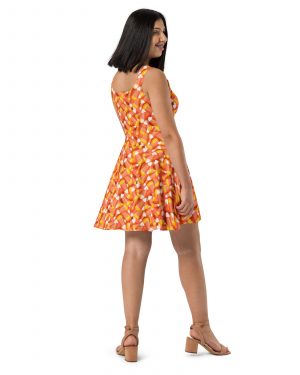 Candy Corn Halloween Trick Or Treat Cosplay Costume Skater Dress