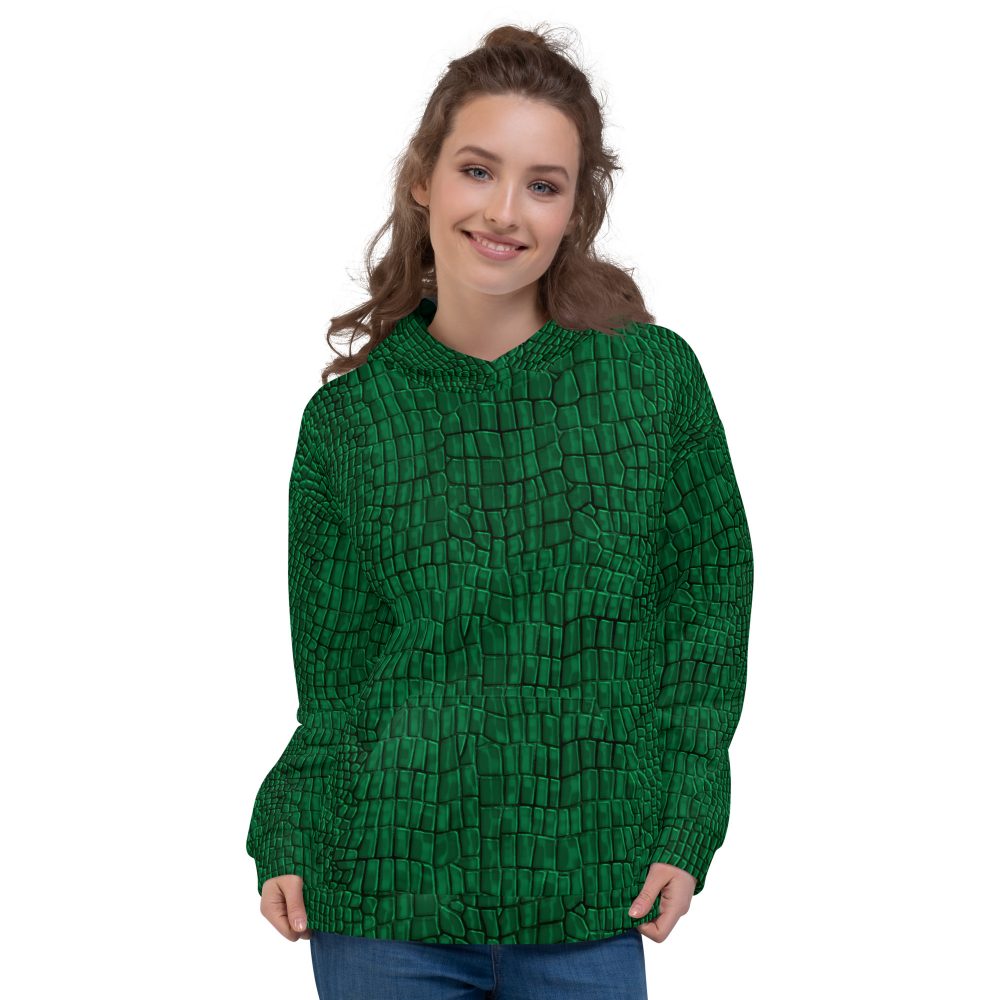 Crocodile Alligator Reptile Dragon Skin Print Unisex Hoodie - Image 2