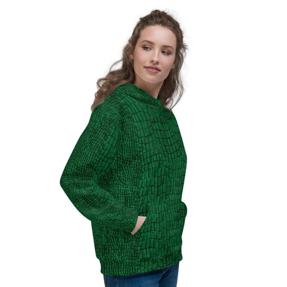 Crocodile Alligator Reptile Dragon Skin Print Unisex Hoodie - Image 3