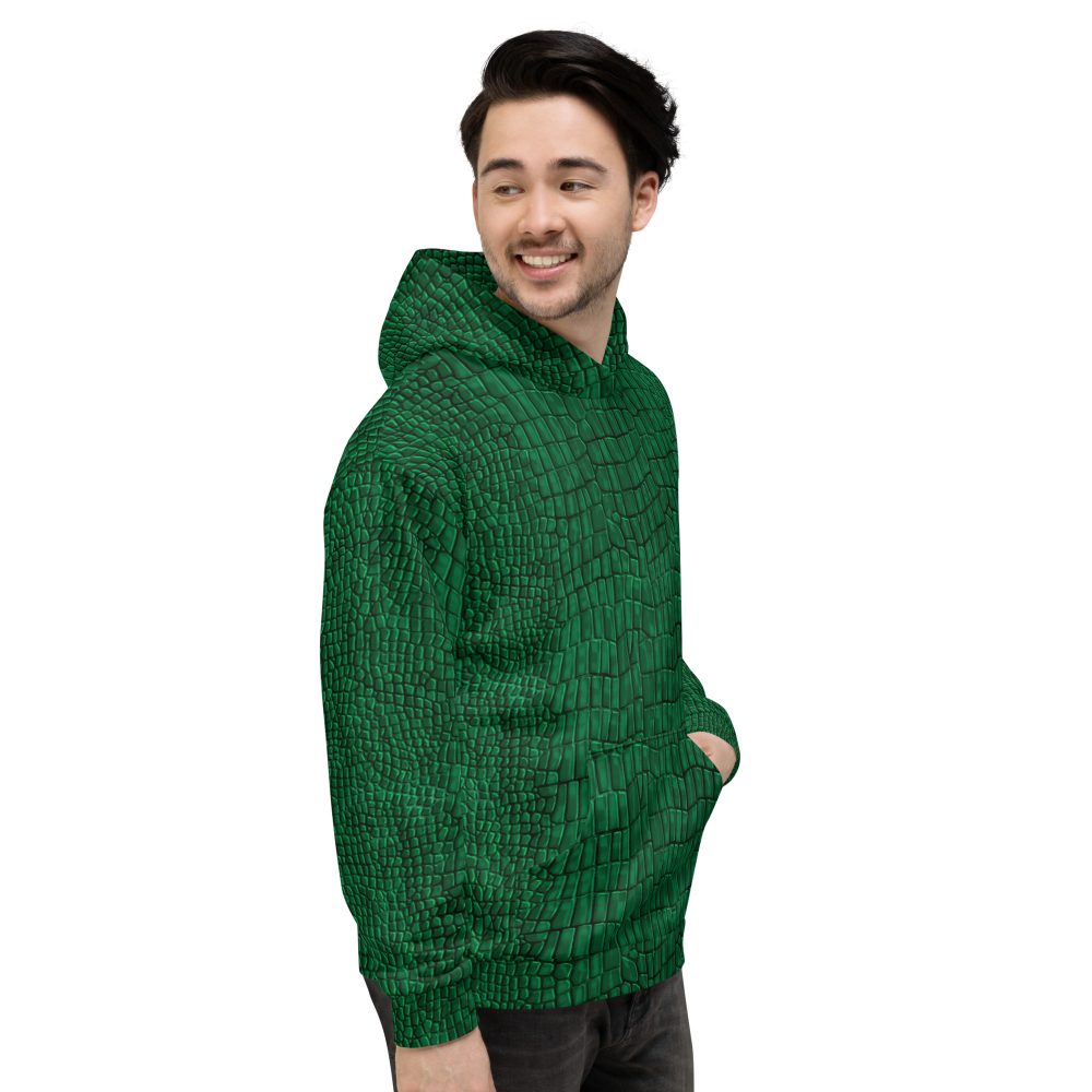 Crocodile Alligator Reptile Dragon Skin Print Unisex Hoodie - Image 6