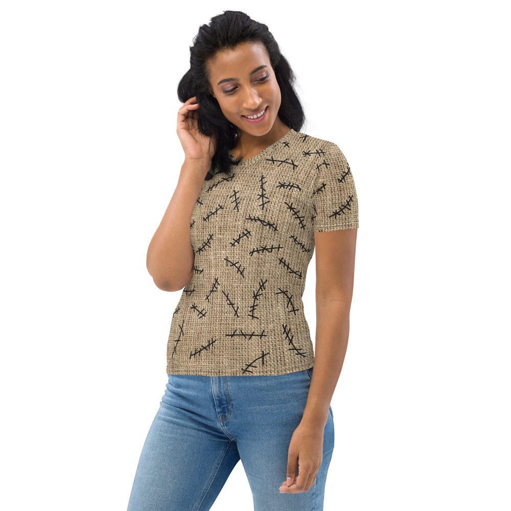 Oogie Boogie Halloween Christmas Costume Burlap Print Women's T-shirt - Image 3