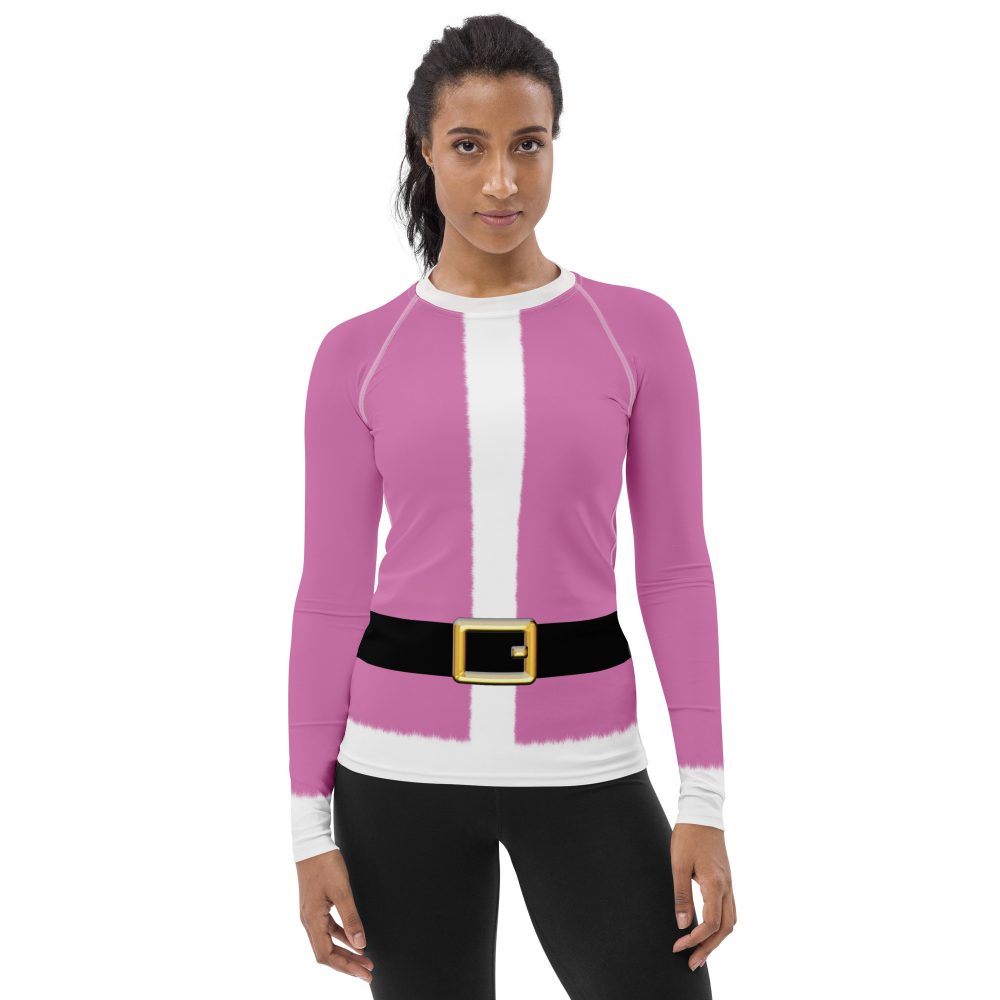 Pink Santa Christmas Costume Women's Rash Guard