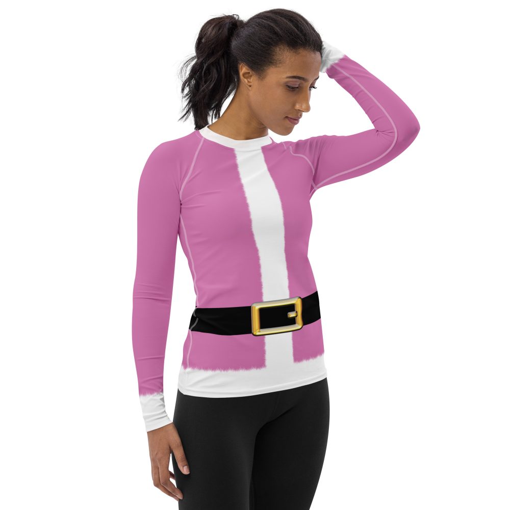 Pink Santa Christmas Costume Women's Rash Guard - Image 4