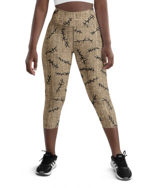 Oogie Boogie Halloween Christmas Costume Burlap Print Yoga Capri Leggings