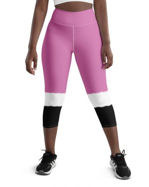 Pink Santa Christmas Costume Yoga Capri Leggings