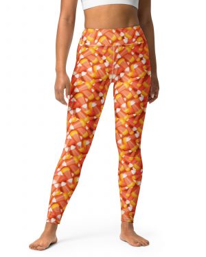 Candy Corn Halloween Trick Or Treat Cosplay Costume Yoga Leggings