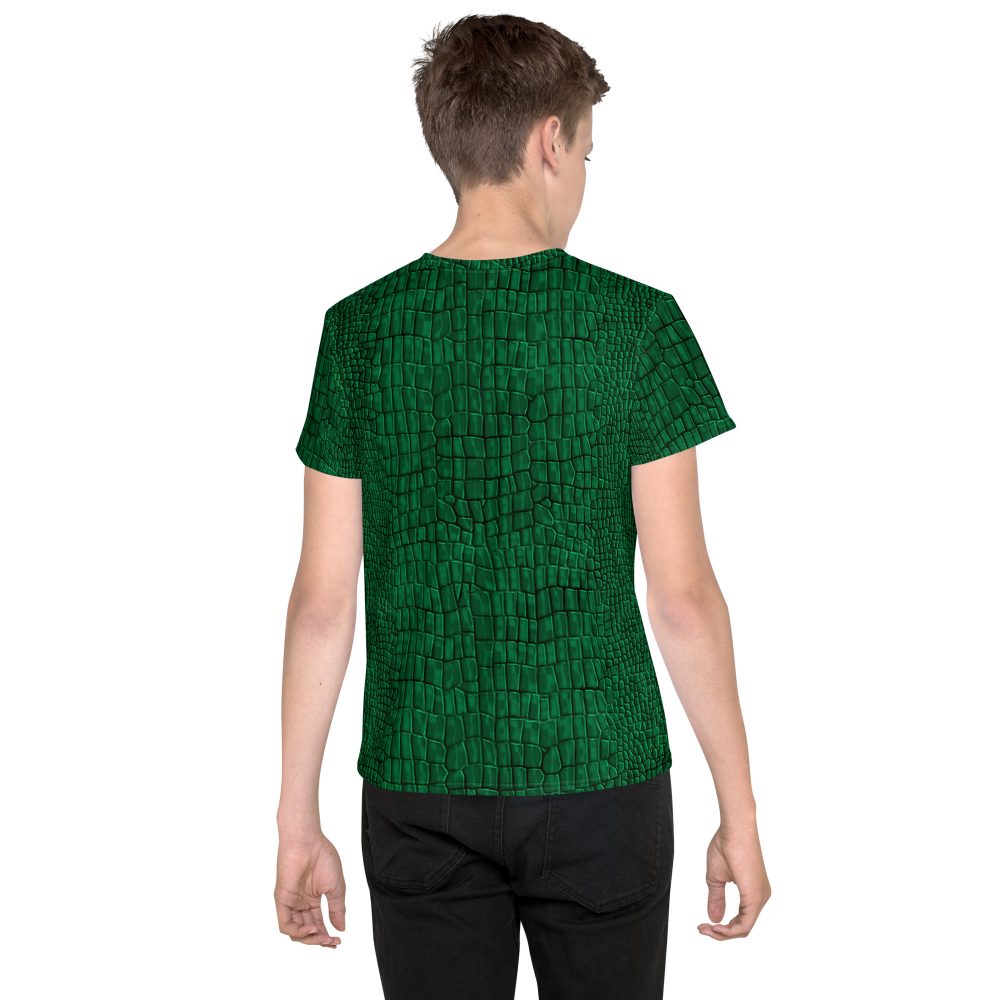 Crocodile Alligator Reptile Dragon Skin Print Youth crew neck t-shirt - Image 3