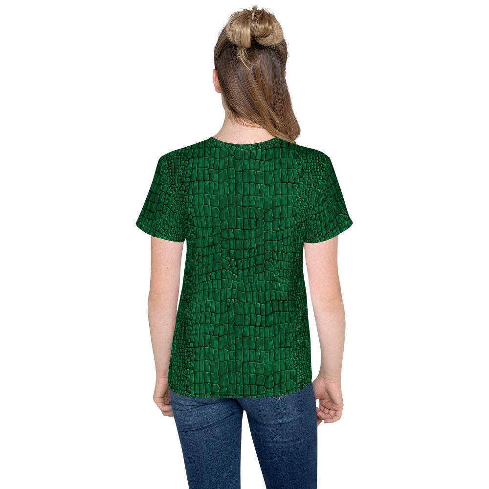Crocodile Alligator Reptile Dragon Skin Print Youth crew neck t-shirt - Image 5