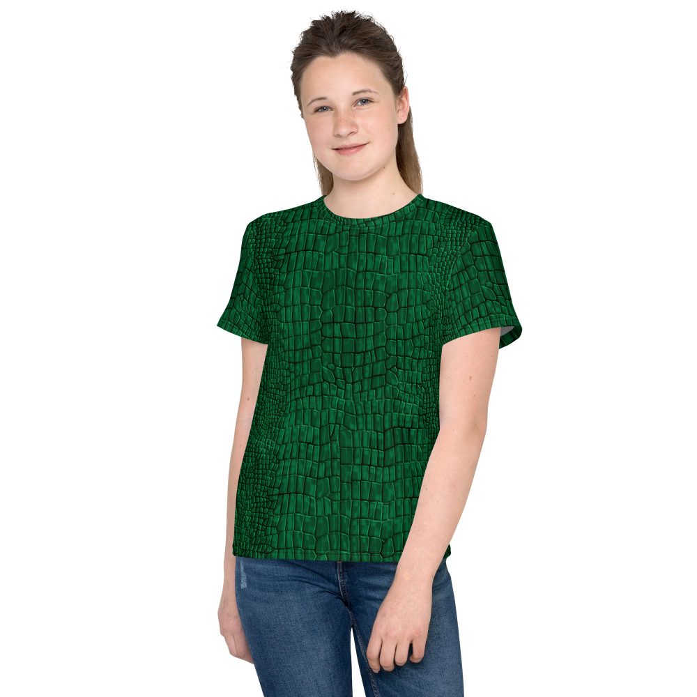 Crocodile Alligator Reptile Dragon Skin Print Youth crew neck t-shirt