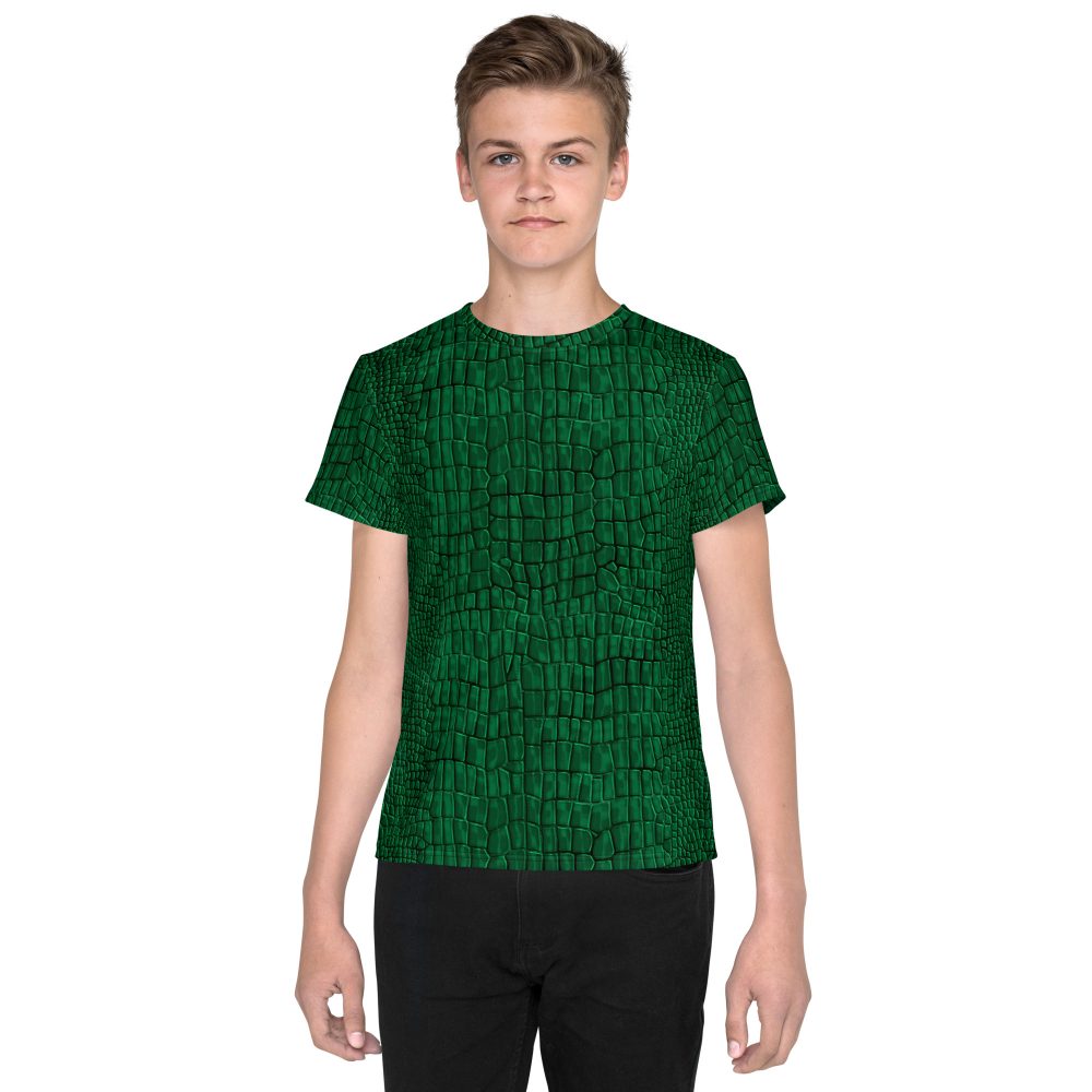 Crocodile Alligator Reptile Dragon Skin Print Youth crew neck t-shirt - Image 2