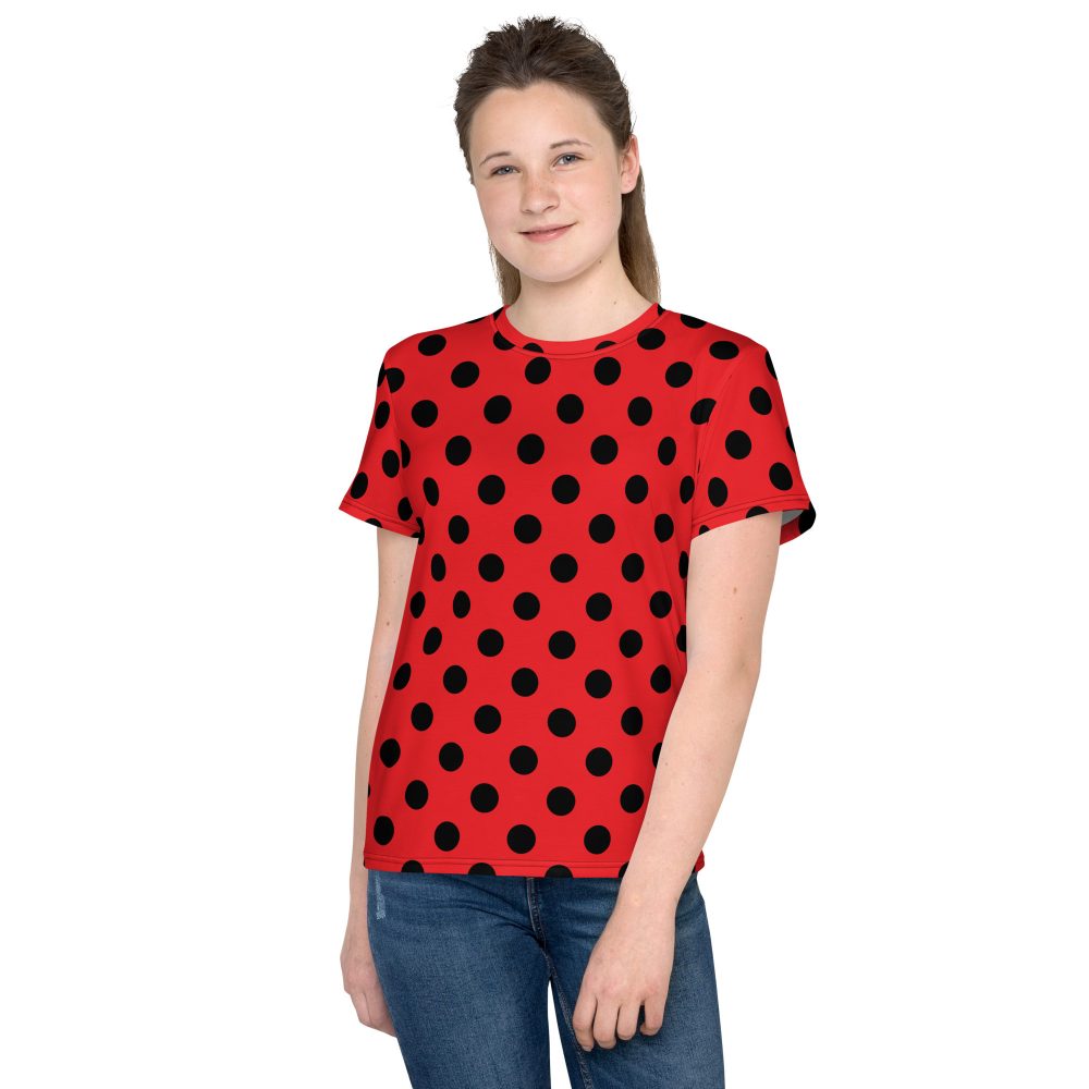 Ladybug Costume Red and Black Polka dot Youth crew neck t-shirt