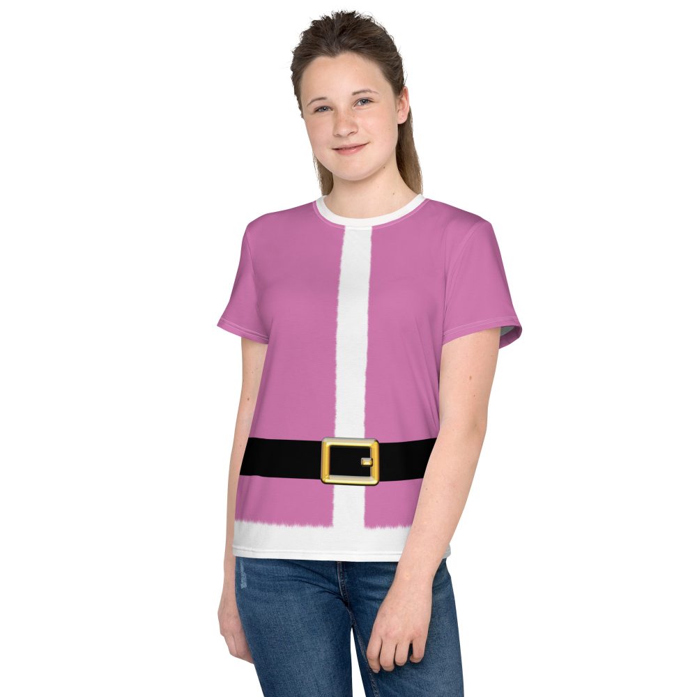Pink Santa Christmas Costume Youth crew neck t-shirt