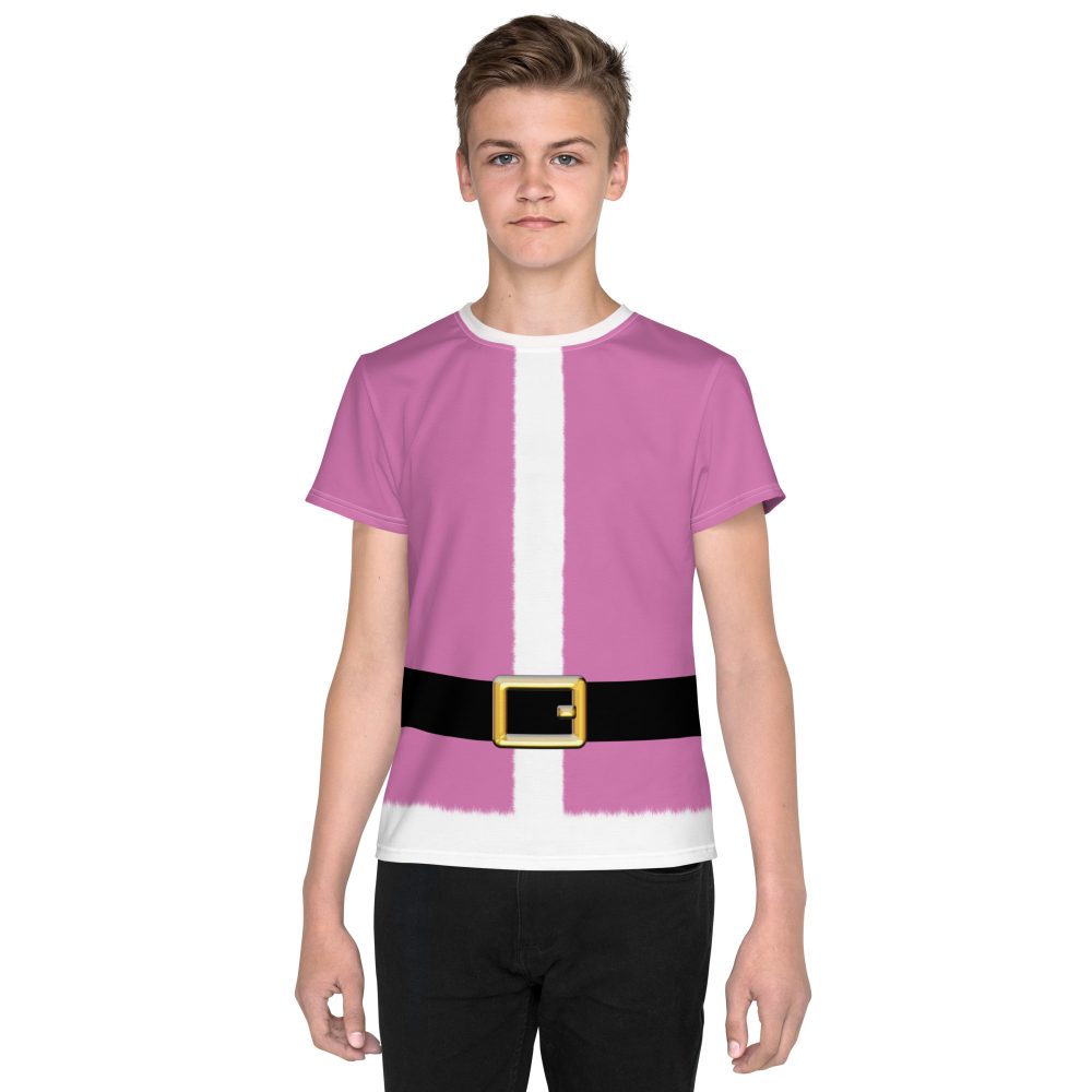 Pink Santa Christmas Costume Youth crew neck t-shirt - Image 2