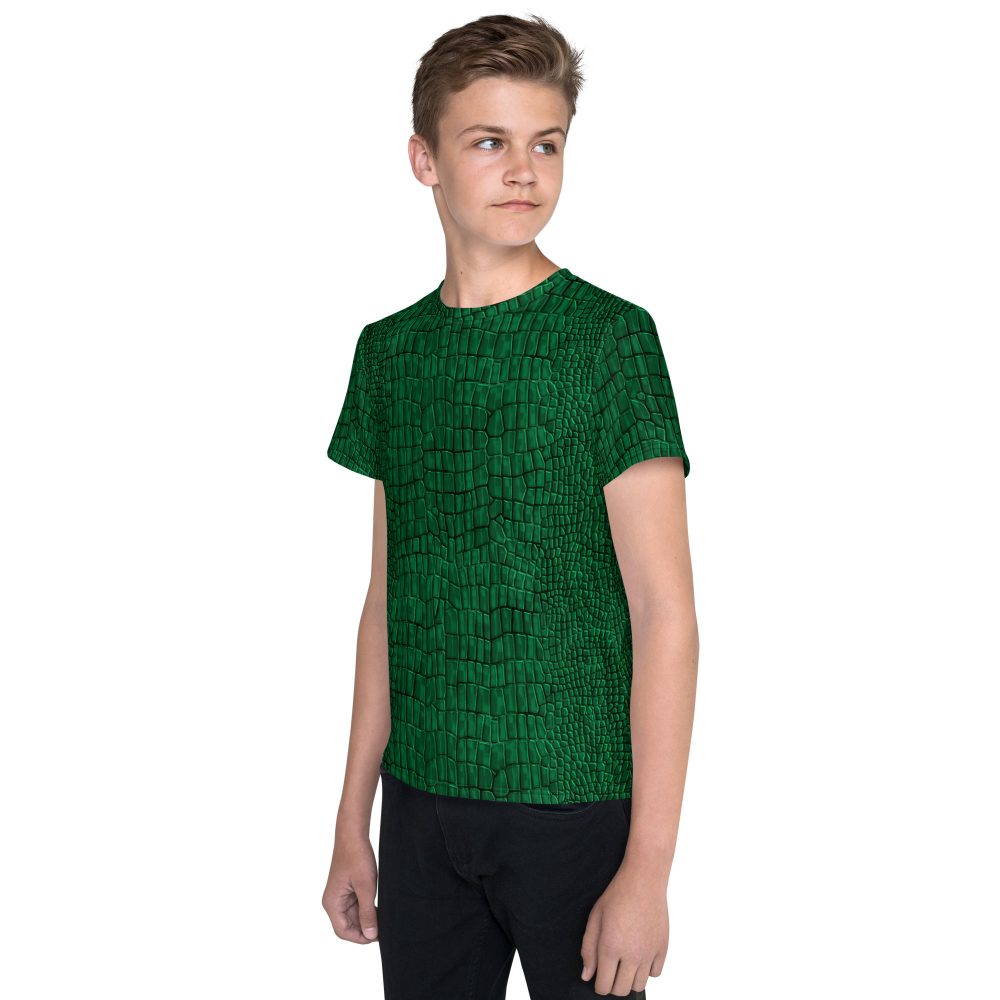 Crocodile Alligator Reptile Dragon Skin Print Youth crew neck t-shirt - Image 4