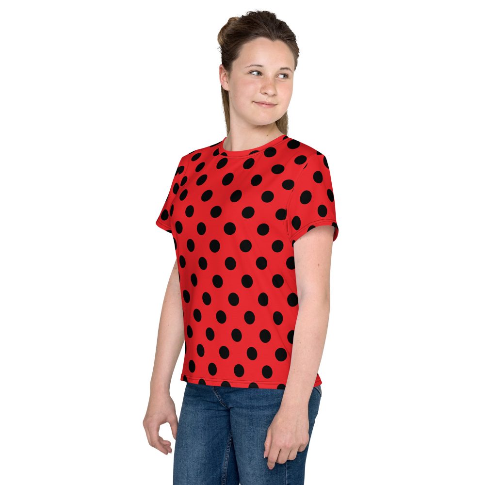 Ladybug Costume Red and Black Polka dot Youth crew neck t-shirt - Image 4