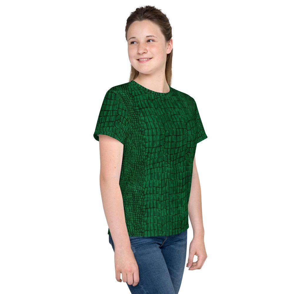 Crocodile Alligator Reptile Dragon Skin Print Youth crew neck t-shirt - Image 6